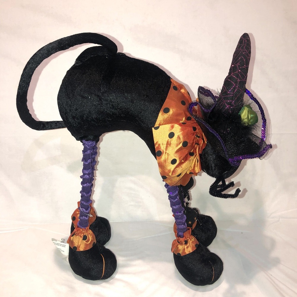 HALLOWEEN Pier 1 Black Cat Dangling Spiders Beanbag weighted feet Witch Hat - Picture 7 of 10